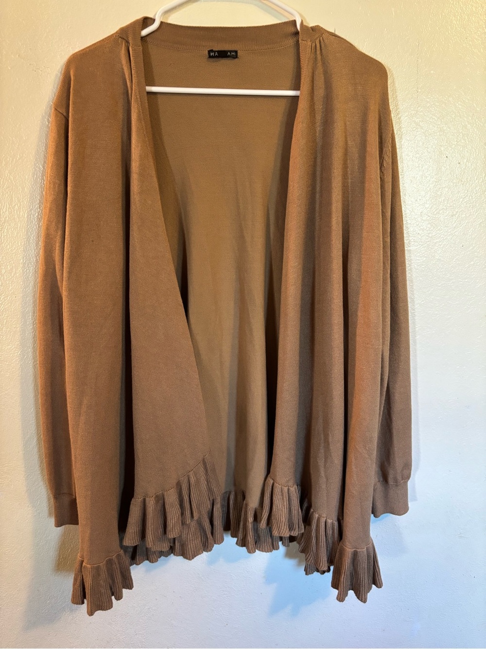 Hannah Casual Open-Front Fringe Hem Sweater Cardigan - Brown